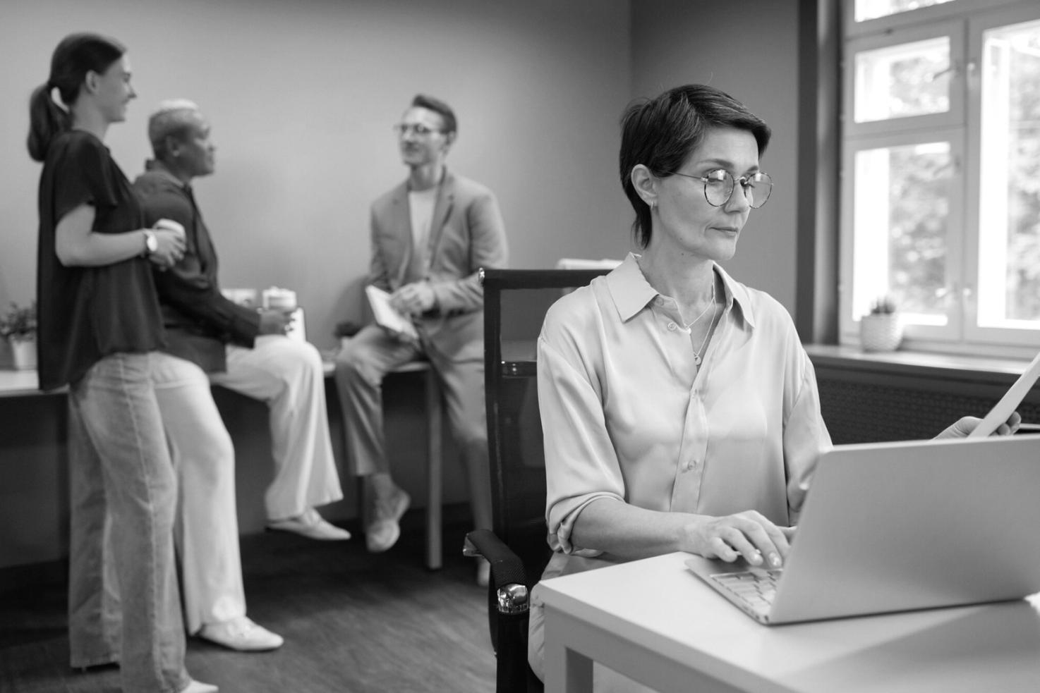 Business team reviewing financial trends and budget forecasts